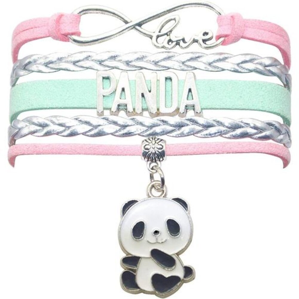 Adjustable Panda Charm Bracelet Infinity Love Cute Jewelry for Women Men Fans